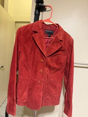 Bernardo Red Suede Three-Button Women's Blazer